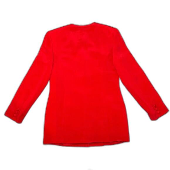 Vintage Episode by Carolyn Wight Freeman Red 100% Silk Blazer Size 4 - Picture 3 of 4
